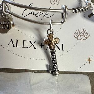 Alex and Ani Silver and Gold Lucky Antique Key Charm Bangle